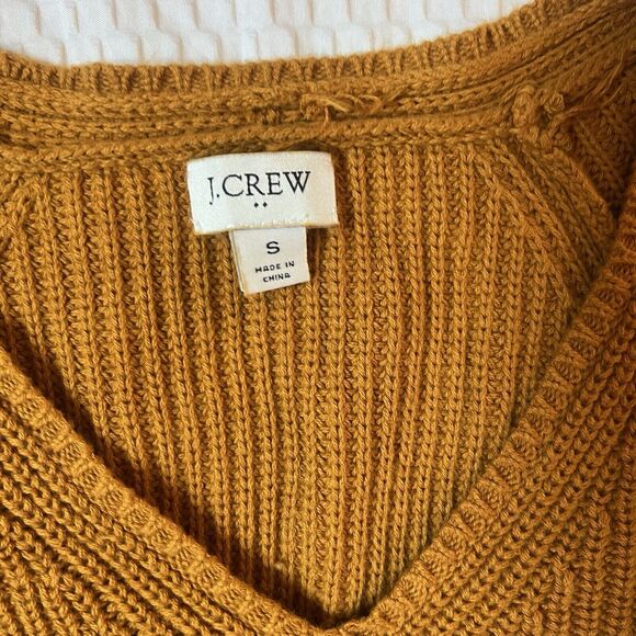 J. Crew Mustard Yellow Cotton V-Neck Tunic Sweater Women’s Sz S - Picture 3 of 8